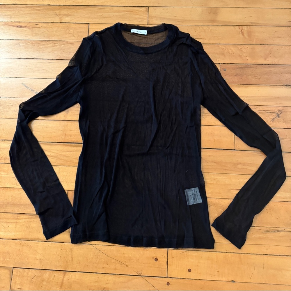 Black Long Sleeve Mesh Top